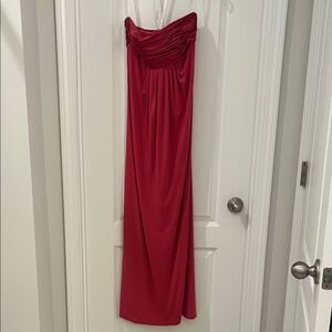 David's Bridal Strapless Gown in Vibrant Red